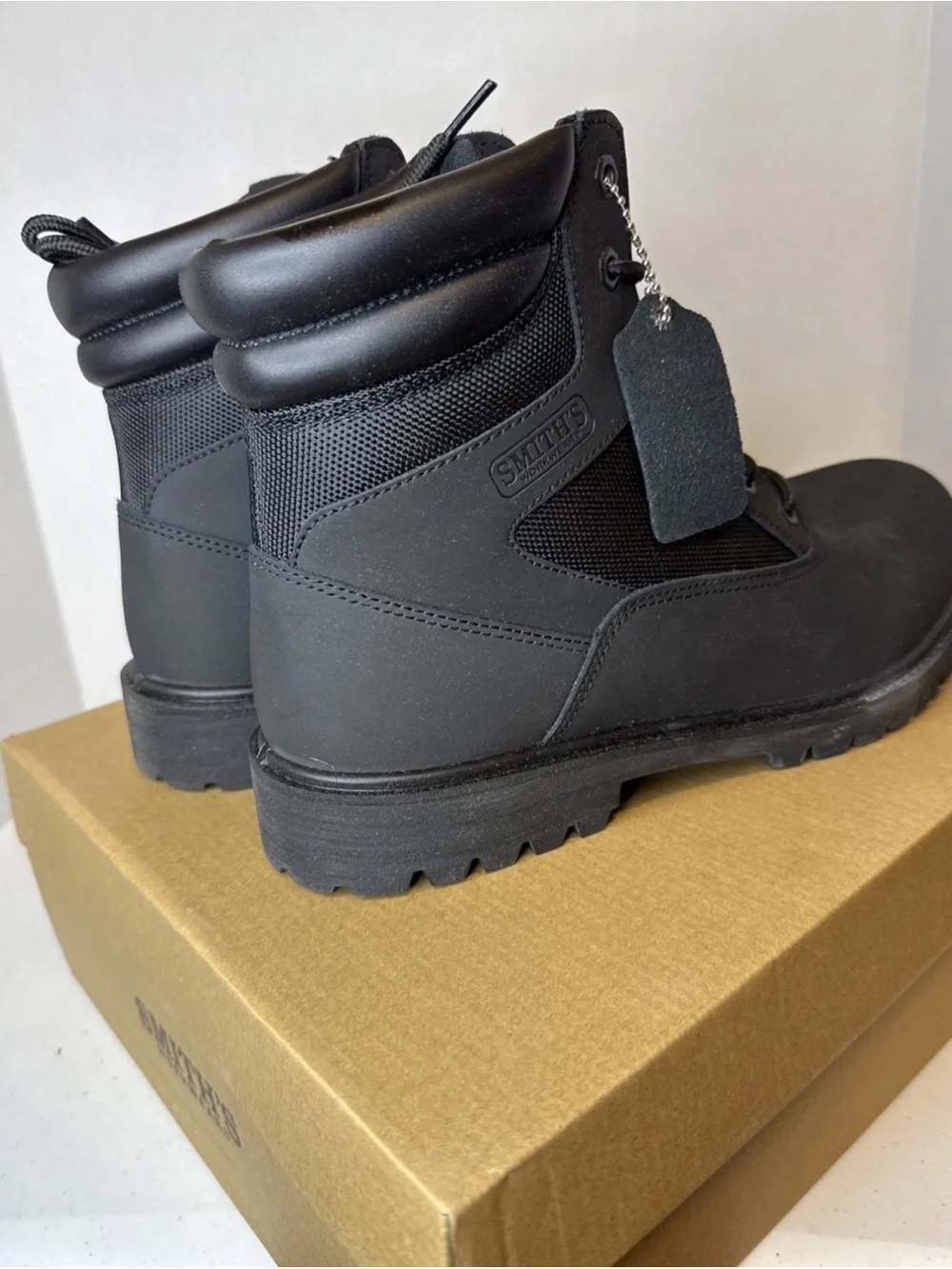 SMITH Men's Black Work Boots - Lace-Up Ankle Boot size 10